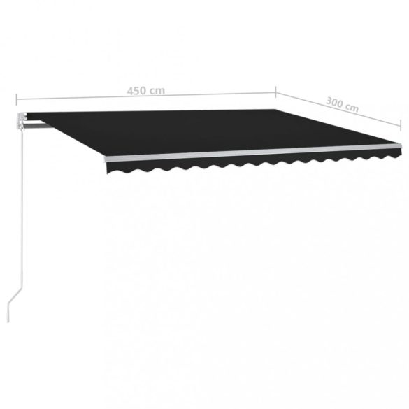antracitszürke szélérzékelős és LED-es napellenző 450 x 300 cm