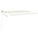 krémszínű kézzel kihúzható LED-es napellenző 500x300 cm