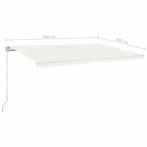 krémszínű kézzel kihúzható LED-es napellenző 500x300 cm
