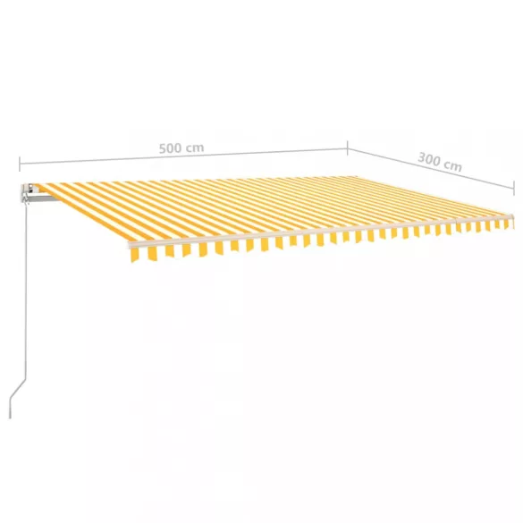 sárga és fehér automata napellenző 500x300 cm