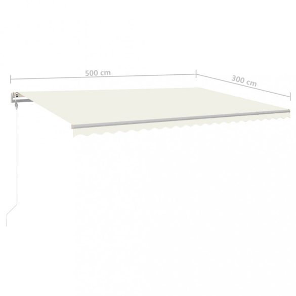 krémszínű automata szélérzékelős és LED-es napellenző 500x300cm