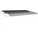 antracitszürke szélérzékelős és LED-es napellenző 500x300 cm
