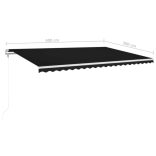 antracitszürke szélérzékelős és LED-es napellenző 500x300 cm