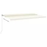 krémszínű kézzel kihúzható LED-es napellenző 600 x 300 cm