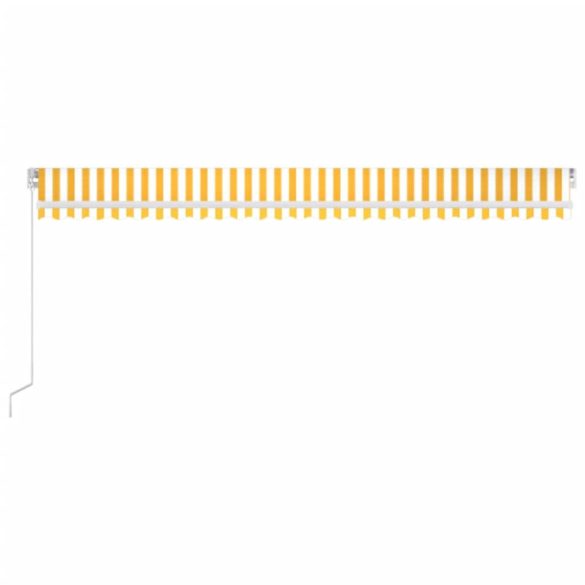 sárga és fehér kézzel kihúzható LED-es napellenző 600x300 cm