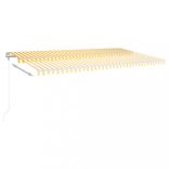 sárga-fehér szélérzékelős és LED-es napellenző 600x300 cm