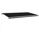 antracitszürke szélérzékelős és LED-es napellenző 600x300 cm