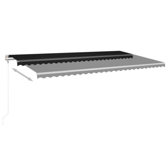 antracitszürke szélérzékelős és LED-es napellenző 600x300 cm