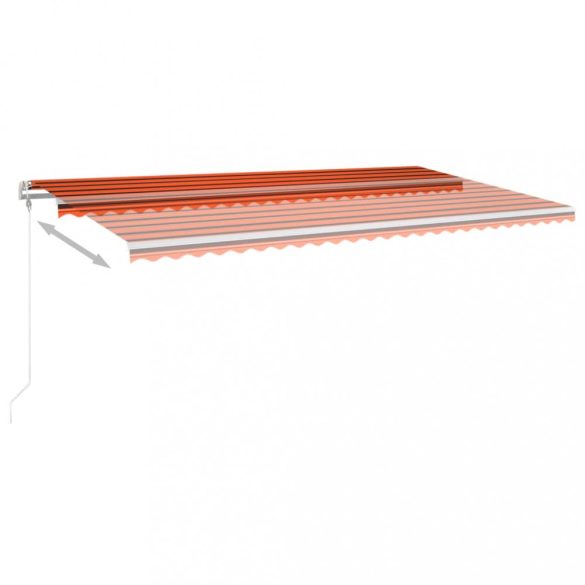 narancssárga-barna szélérzékelős és LED-es napellenző 600x300cm