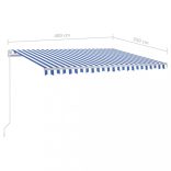 kék és fehér kézzel kihúzható LED-es napellenző 400 x 350 cm