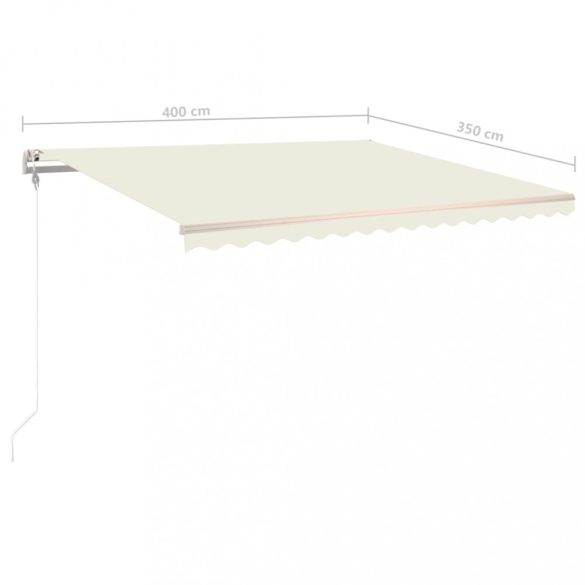 krémszínű automata szélérzékelős és LED-es napellenző 400x350cm