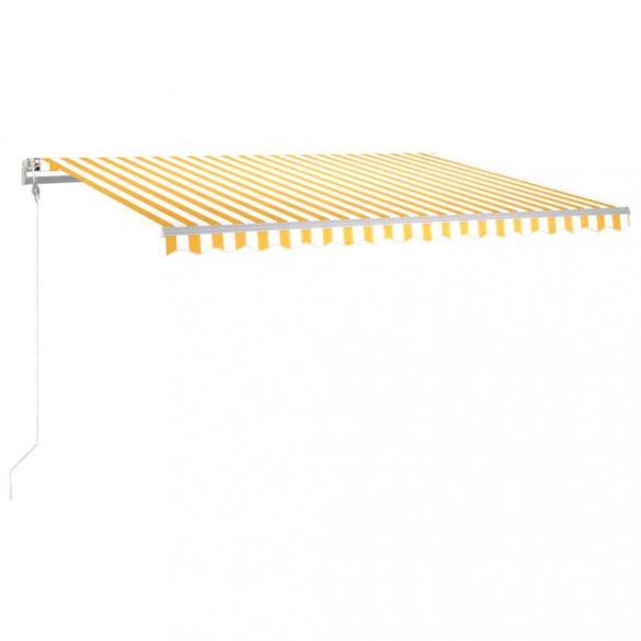 sárga-fehér szélérzékelős és LED-es napellenző 400x350 cm