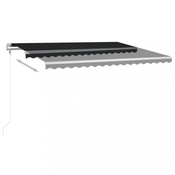 antracitszürke szélérzékelős és LED-es napellenző 400x350 cm