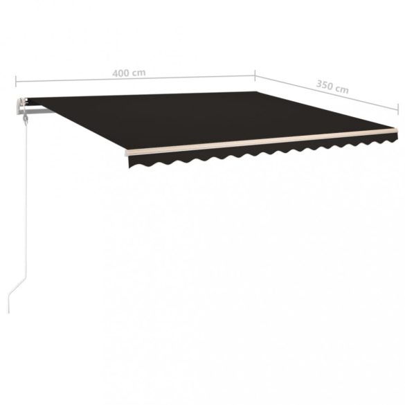antracitszürke szélérzékelős és LED-es napellenző 400x350 cm