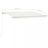 krémszínű kézzel kihúzható napellenző 450 x 350 cm