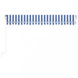 kék/fehér automata szélérzékelős és LED-es napellenző 450x350cm