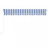 kék/fehér automata szélérzékelős és LED-es napellenző 450x350cm