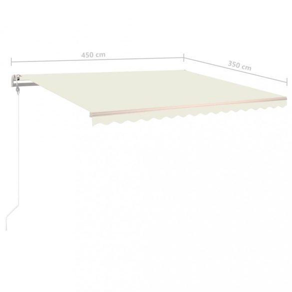 krémszínű automata szélérzékelős és LED-es napellenző 450x350cm