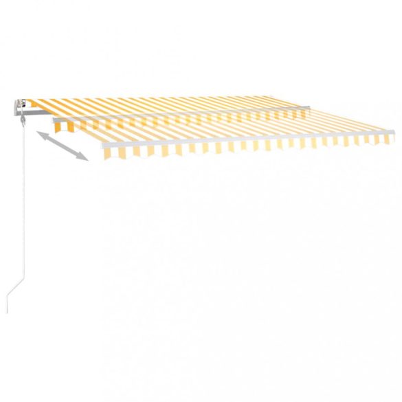 sárga-fehér szélérzékelős és LED-es napellenző 450 x 350 cm