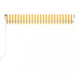 sárga-fehér szélérzékelős és LED-es napellenző 450 x 350 cm