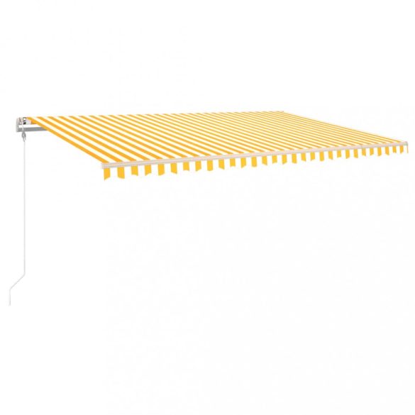 sárga-fehér szélérzékelős és LED-es napellenző 500 x 350 cm