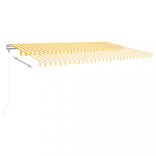 sárga-fehér szélérzékelős és LED-es napellenző 500 x 350 cm
