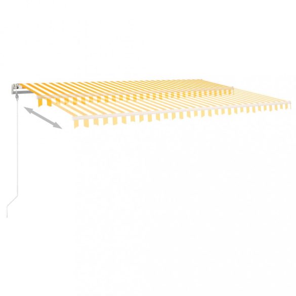 sárga-fehér szélérzékelős és LED-es napellenző 500 x 350 cm