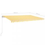 sárga-fehér szélérzékelős és LED-es napellenző 500 x 350 cm