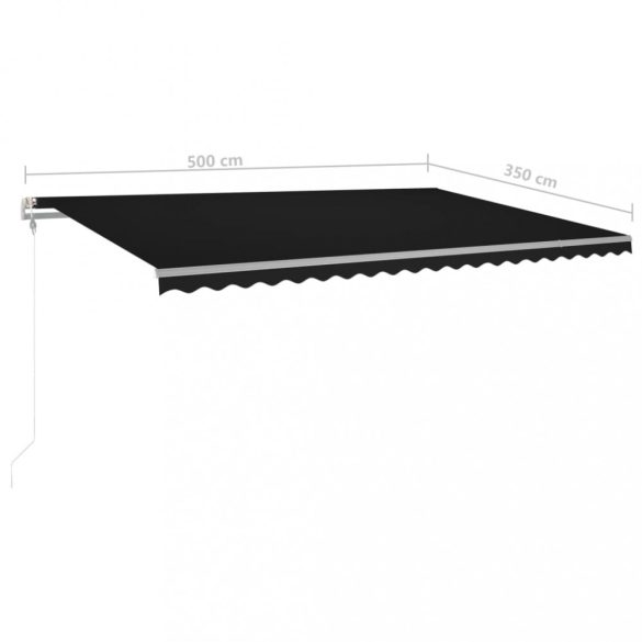antracitszürke szélérzékelős és LED-es napellenző 500 x 350 cm