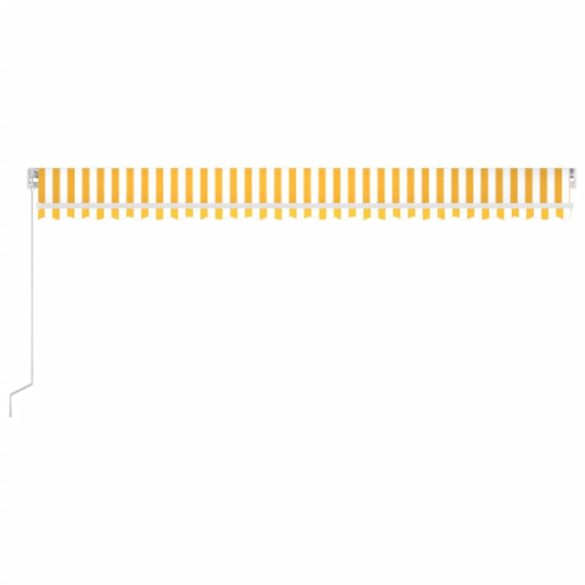 sárga és fehér kézzel kihúzható LED-es napellenző 600 x 350 cm