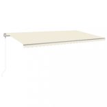 krémszínű automata szélérzékelős és LED-es napellenző 600x350cm