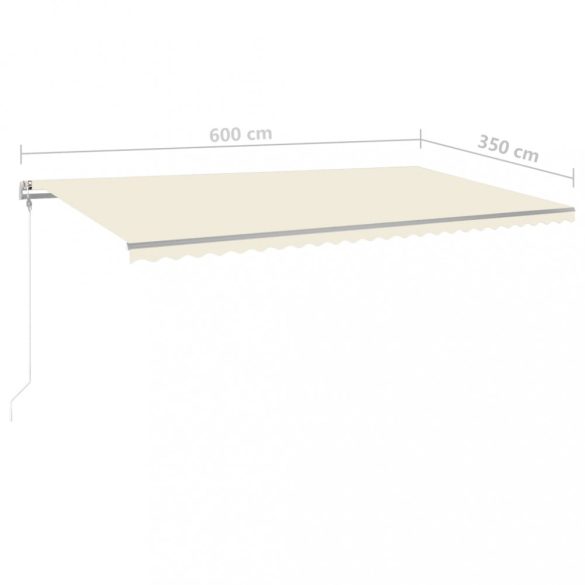 krémszínű automata szélérzékelős és LED-es napellenző 600x350cm