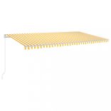 sárga-fehér szélérzékelős és LED-es napellenző 600 x 350 cm