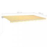 sárga-fehér szélérzékelős és LED-es napellenző 600 x 350 cm