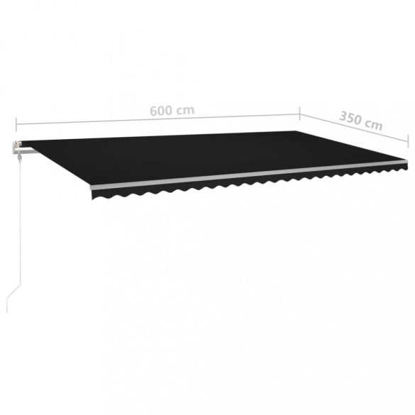 antracitszürke szélérzékelős és LED-es napellenző 600 x 350 cm