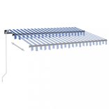 kék és fehér kézzel kihúzható LED-es napellenző 350 x 250 cm