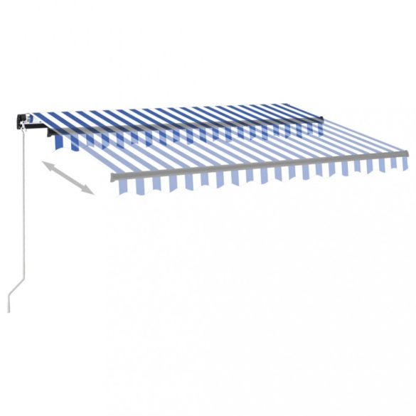 kék és fehér kézzel kihúzható LED-es napellenző 350 x 250 cm