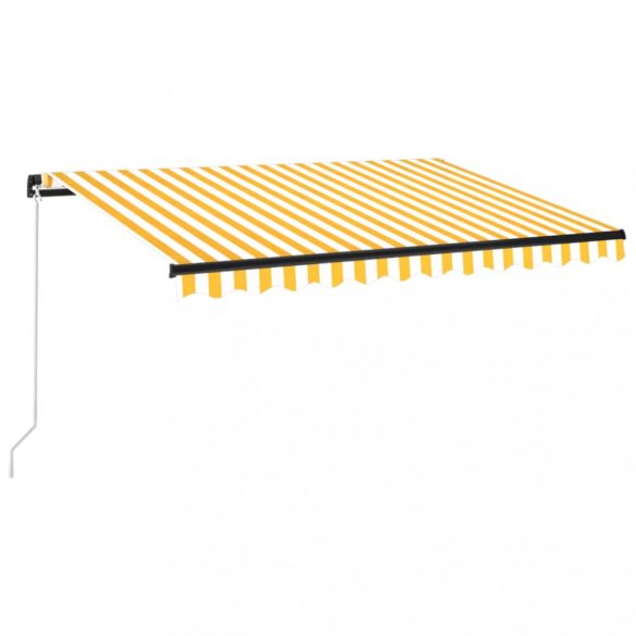 sárga és fehér kézzel kihúzható LED-es napellenző 350 x 250 cm