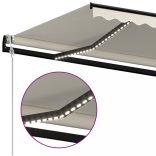 krémszínű automata szélérzékelős és LED-es napellenző 350x250cm