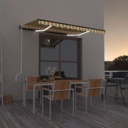   sárga-fehér szélérzékelős és LED-es napellenző 350 x 250 cm