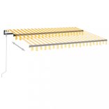 sárga-fehér szélérzékelős és LED-es napellenző 350 x 250 cm