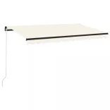 krémszínű kézzel kihúzható LED-es napellenző 450 x 300 cm