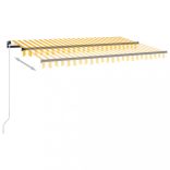 sárga és fehér kézzel kihúzható LED-es napellenző 450 x 300 cm