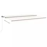 krémszínű kézzel kihúzható LED-es napellenző 500x300 cm