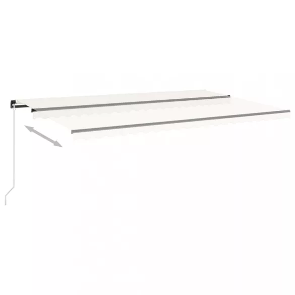 krémszínű kézzel kihúzható LED-es napellenző 500x300 cm