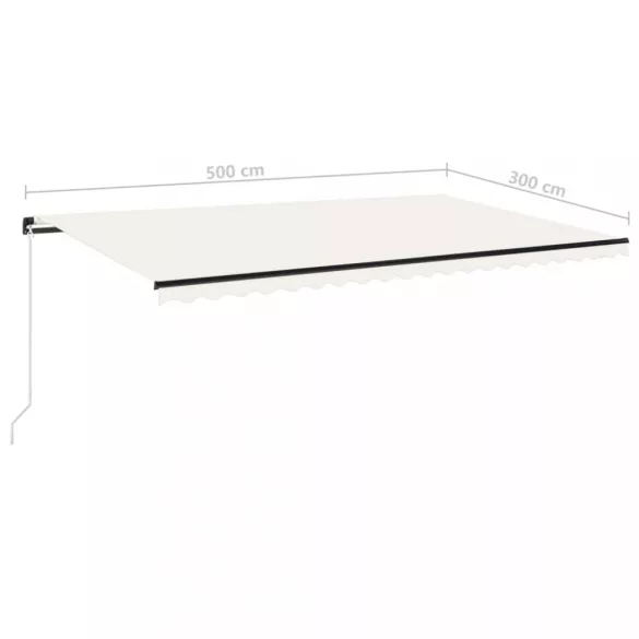 krémszínű kézzel kihúzható LED-es napellenző 500x300 cm