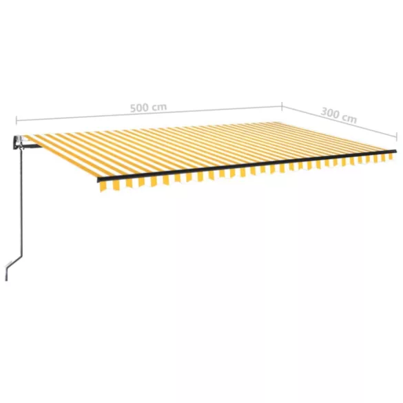 sárga és fehér automata napellenző 500x300 cm