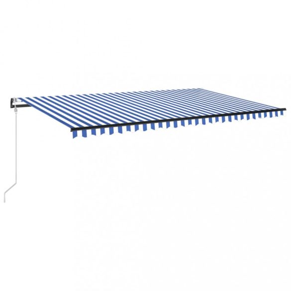 kék/fehér automata szélérzékelős és LED-es napellenző 500x300cm