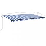 kék/fehér automata szélérzékelős és LED-es napellenző 500x300cm