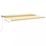 sárga-fehér szélérzékelős és LED-es napellenző 500 x 300 cm